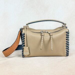 Fendi Selleria Leather Top Handle Crossbody Bag Reversible Wide Strap